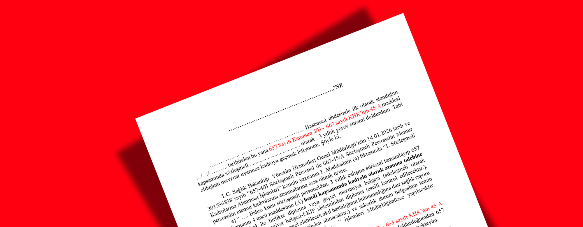 Kadroya Geçişler İçin Örnek Dilekçe Yayınladık